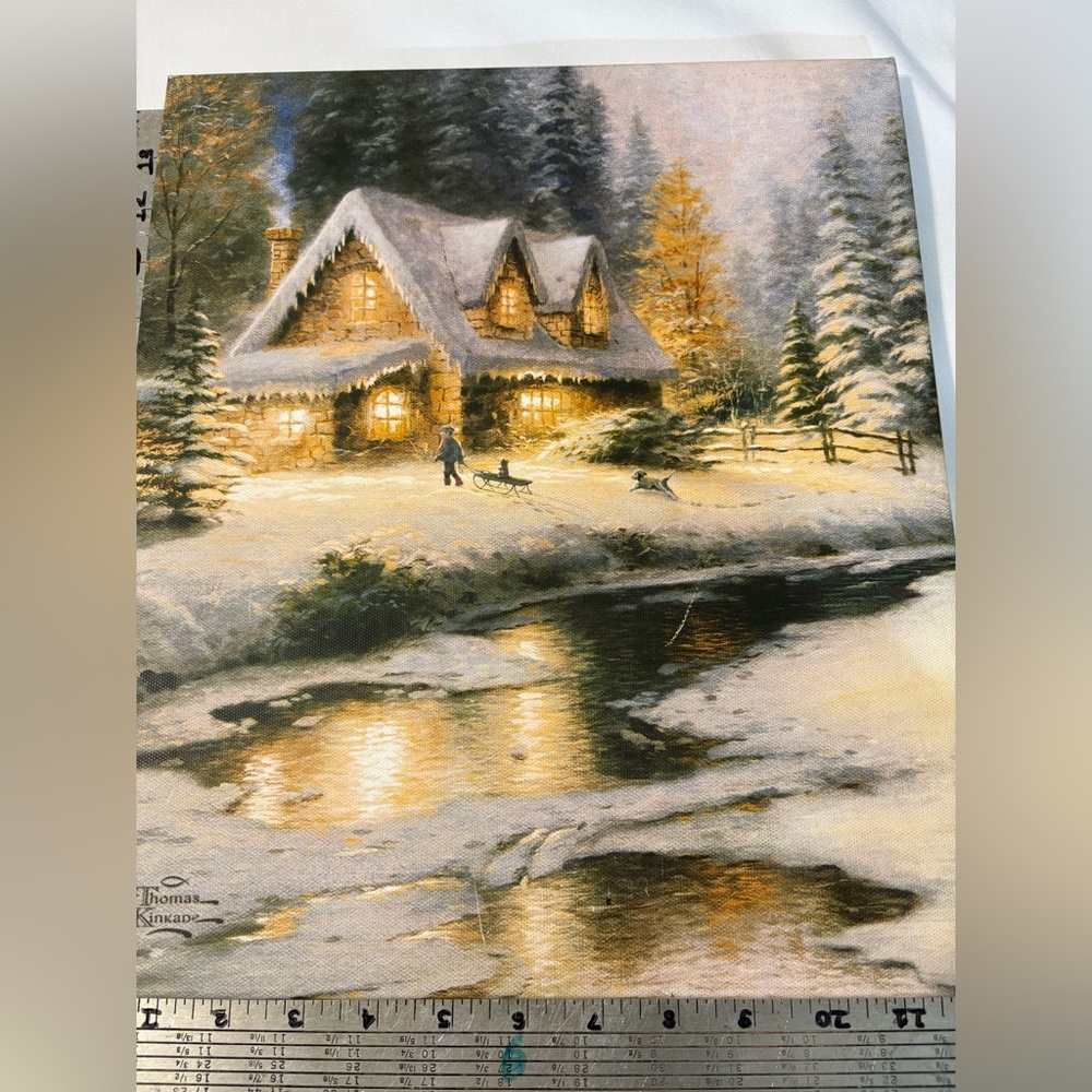 Thomas Kinkade Family at Deer Creek‎ Print Hallmark Canvas Art Wall Hanging